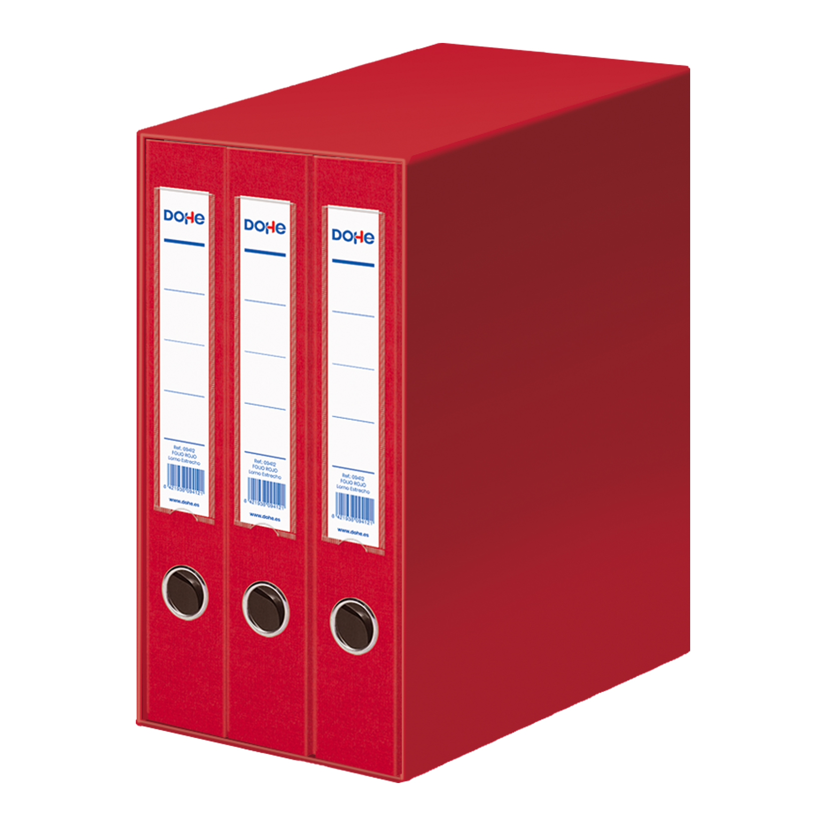 Dohe Archicolor Module de 3 Classeurs à Levier avec Rado - Dos étroit - Format Folio - Carton Ligné - Coloris Rouge