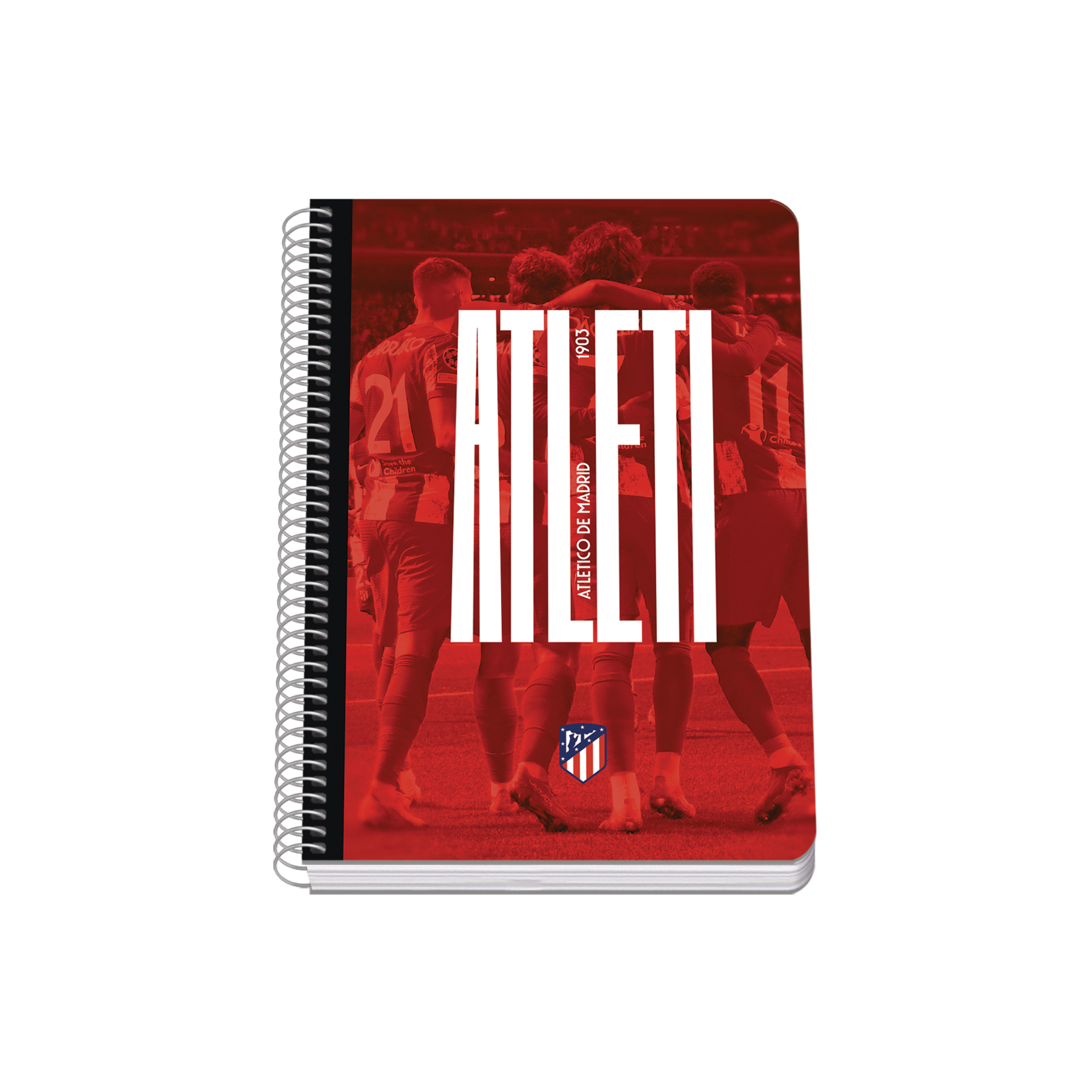 Dohe Atletico de Madrid Atleti Cahier à Spirale Couverture Rigide - Format A5 de 80 Feuilles 90gr - Feuilles avec Grille de 4mm