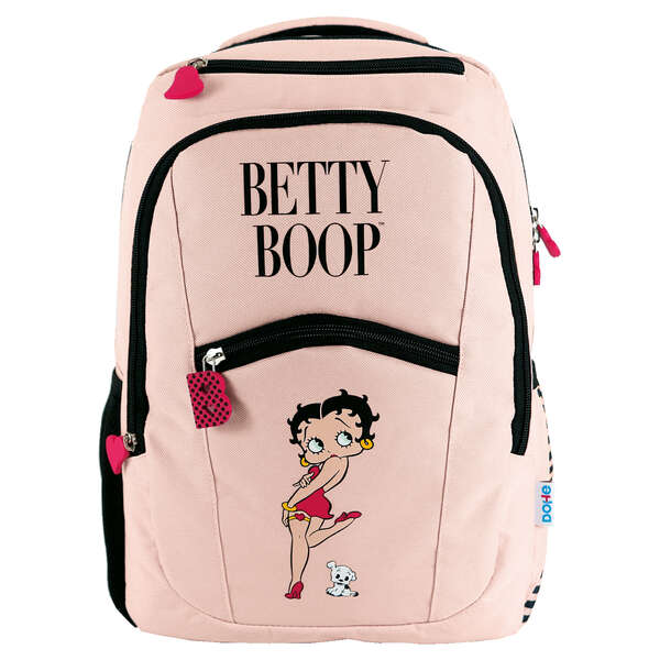 Dohe Grand sac à dos Betty Boop - Fabriqué en polyester - Compartiment rembourré pour ordinateur portable - Poches avant et latérales - Bretelles renforcées et réglables - Dos rembourré
