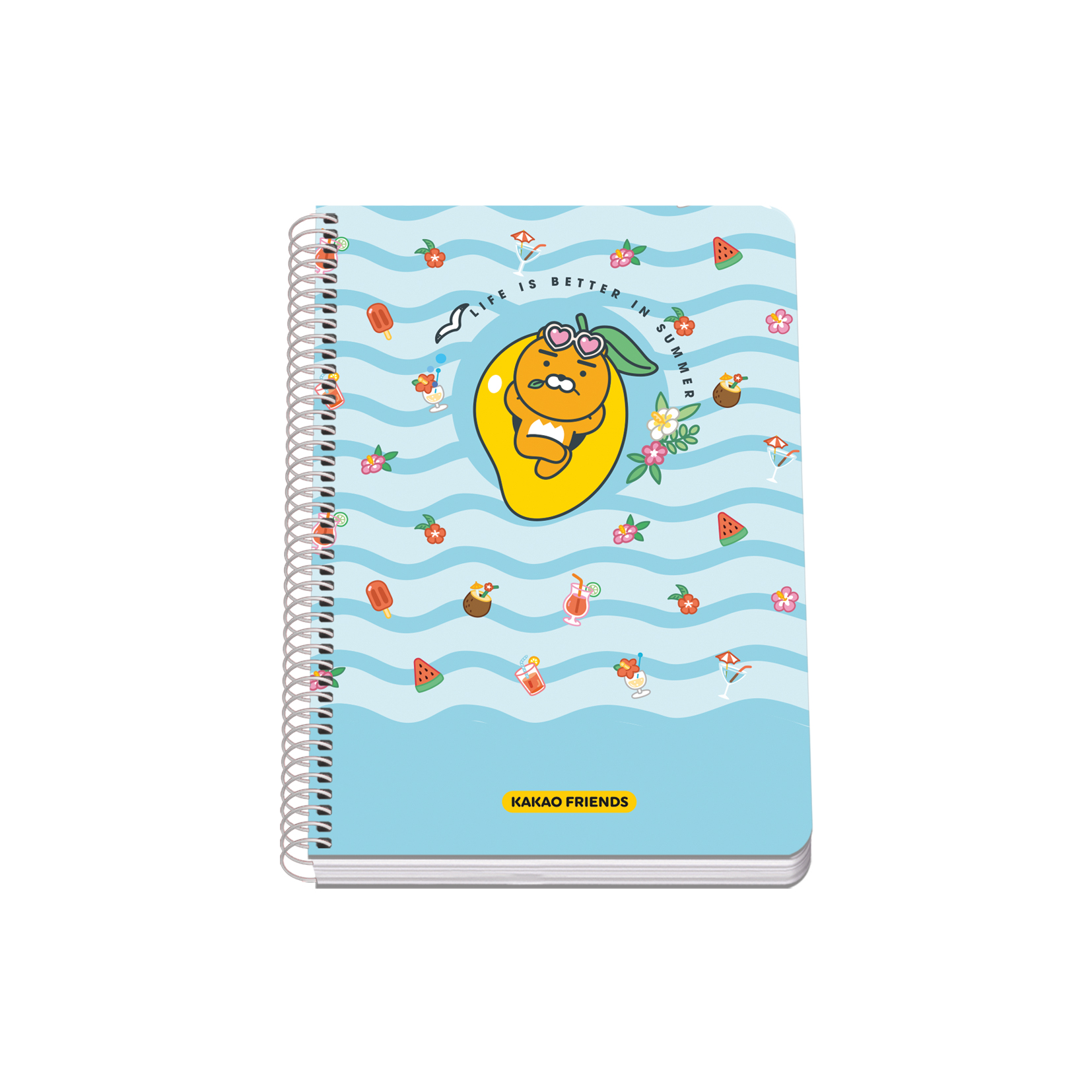 Dohe Kakao Friends Summer Holiday Cahier à Spirale Couverture Rigide - Format A5 de 80 Feuilles 90gr - Feuilles avec Grille de 4mm