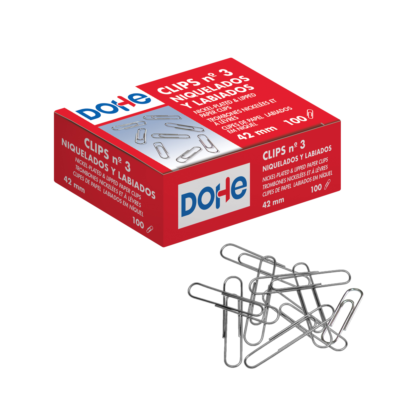 Dohe Lot de 100 trombones Nº3 42mm - Nickelé