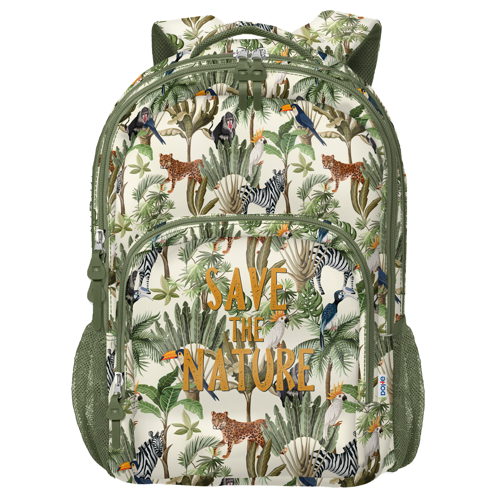 Dohe WWF Save the Nature Grand Sac à Dos Scolaire - 3 Compartiments - Poches Latérales - Bretelles Rembourrées et Ajustables - Adaptable au Trolley