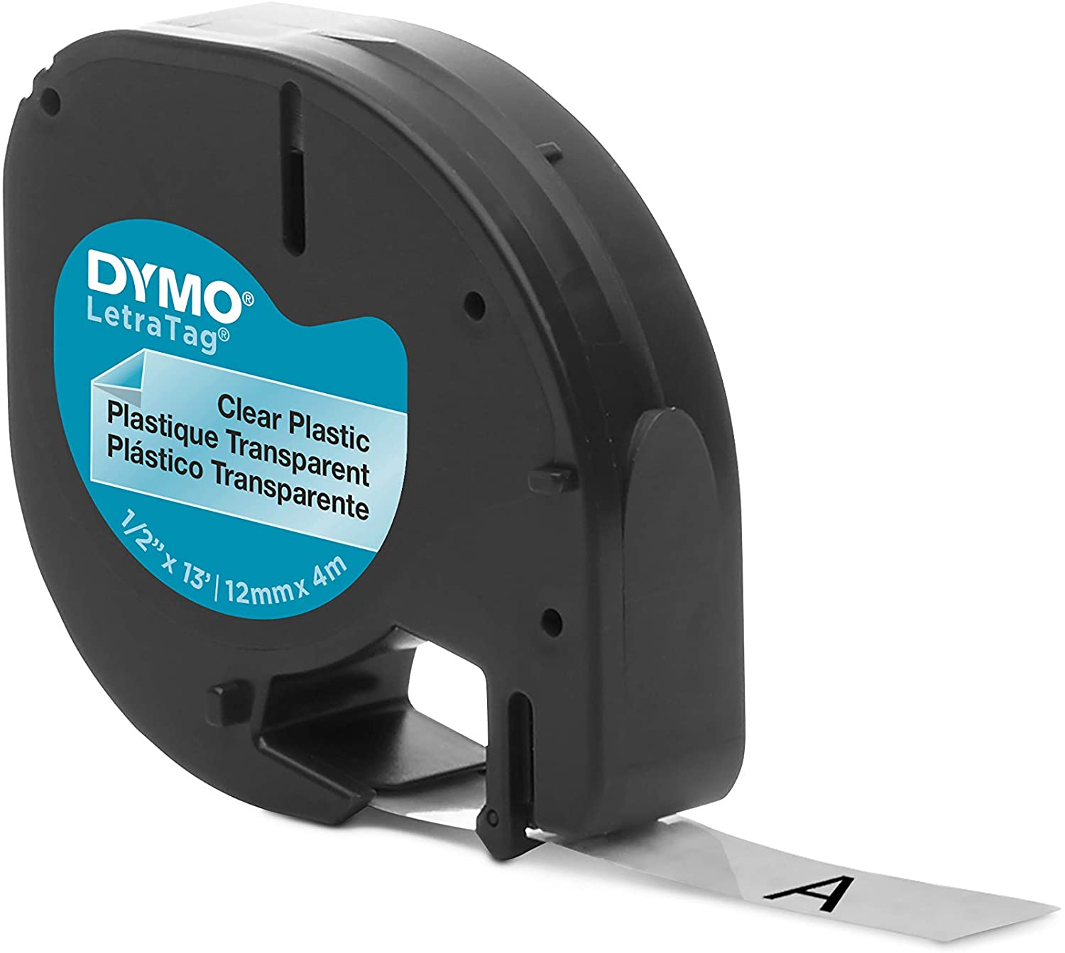 DYMO LetraTAG Ruban d'Étiquettes Plastiques Noir sur Blanc - Ruban