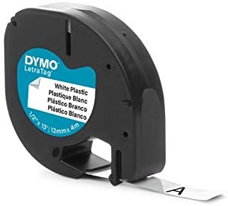 Dymo LetraTag 91201/91221 (S0721610/S0721660) - Texte noir sur fond blanc - Largeur 12 mm x 4 mètres