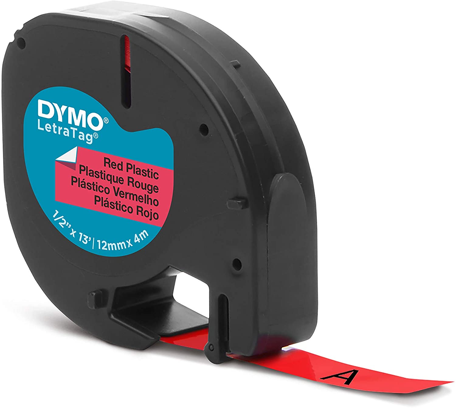 Dymo ruban LetraTag noir sur fond rouge 12 mm