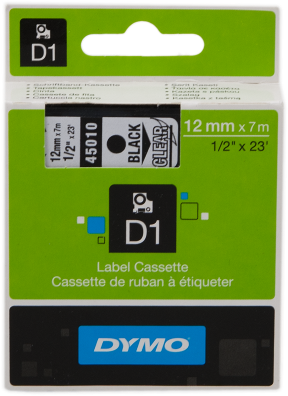 DYMO S0720500 (45010) Ruban Noir sur transparent