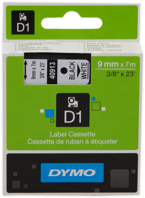 S0720680, Ruban pour étiqueteuse Dymo 7 m x 9 mm Noir sur Blanc
