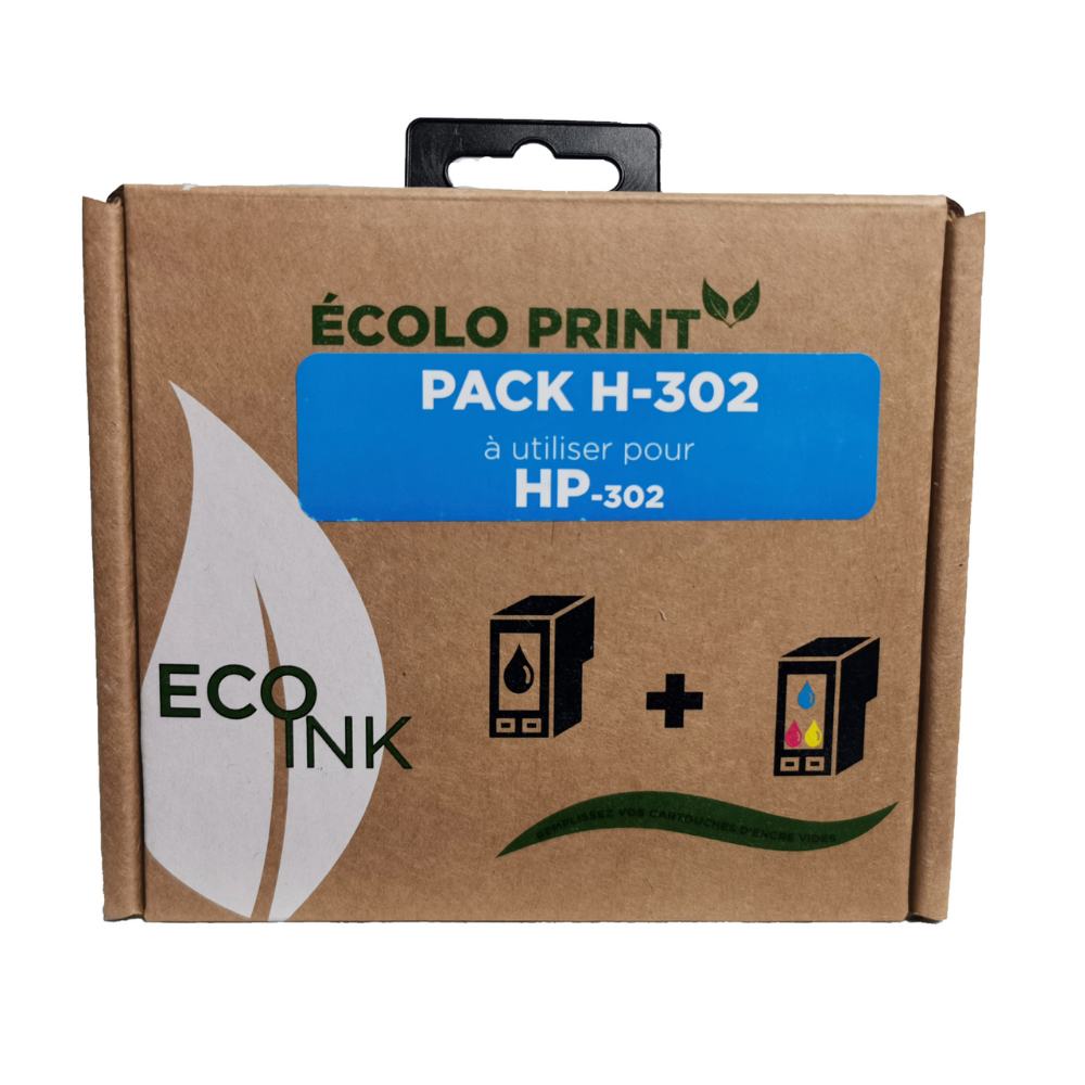 ECO-Ink Kit Recharge HP 302 (noir et couleurs)