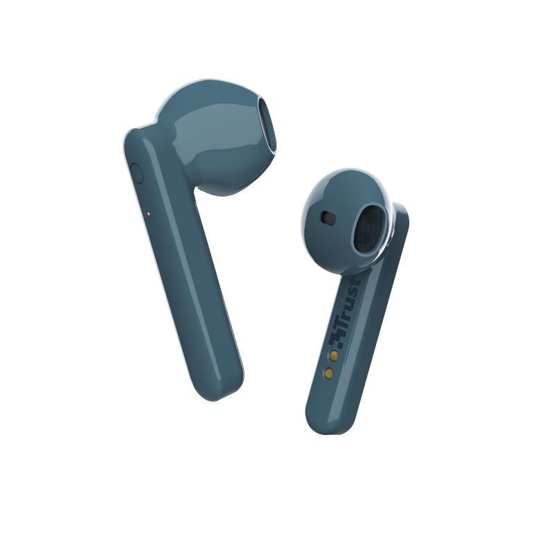 Écouteurs Bluetooth 5.0 sans fil Trust Primo Touch - Contrôle tactile - Autonomie jusqu'à 10h - Portée 10m - Boîtier de charge - Couleur bleue