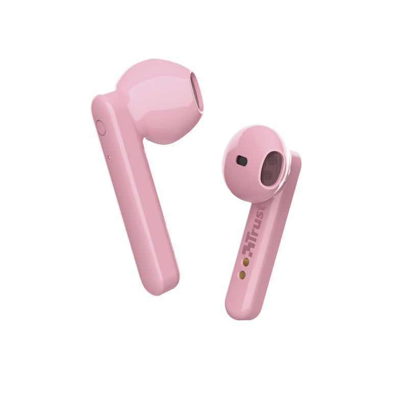 Écouteurs Bluetooth 5.0 sans fil Trust Primo Touch - Contrôle tactile - Autonomie jusqu'à 10h - Portée 10m - Boîtier de charge - Couleur rose