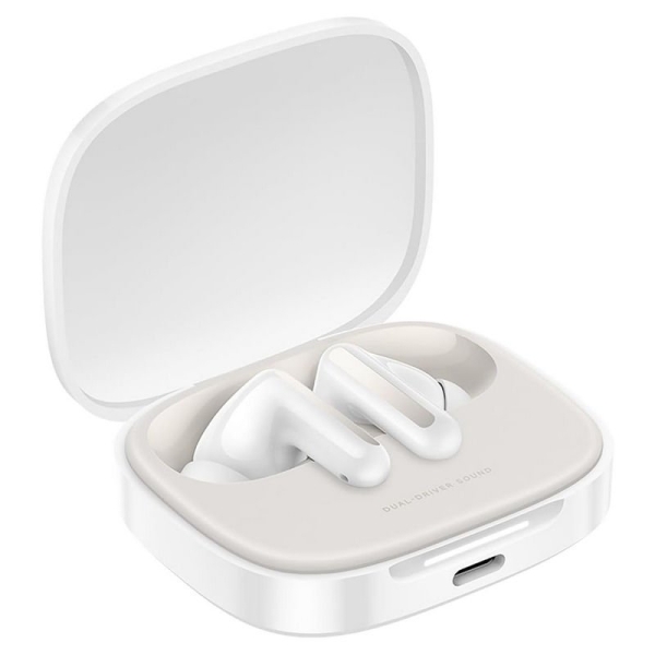 Écouteurs Bluetooth 5.4 Xiaomi Redmi Buds 6 - Microphone intégré - Son surround 360° - Réduction du bruit - Jusqu'à 10 h d'autonomie - Étanchéité IP54 - Contrôle tactile - Blanc