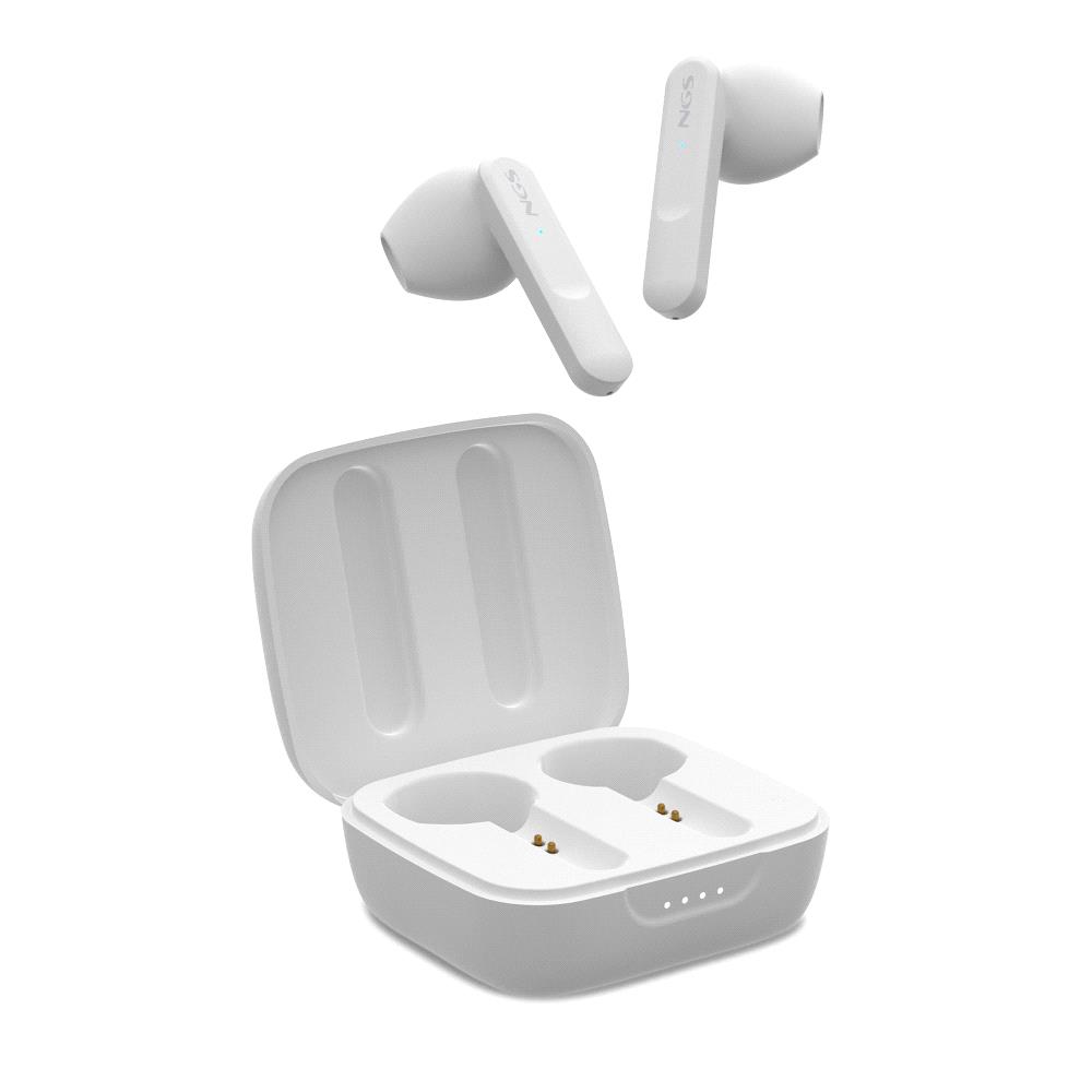 Écouteurs intra-auriculaires Bluetooth 5.3 TWS NGS Artica Move White - Mains libres - Assistant vocal - Autonomie jusqu'à 7h - Base de chargement - Couleur Blanc