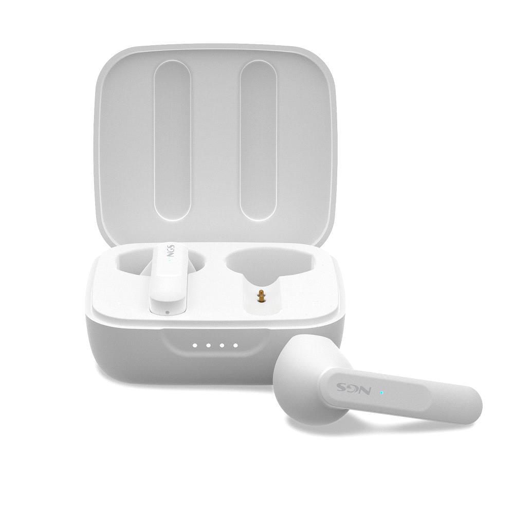 Écouteurs intra-auriculaires Bluetooth 5.3 TWS NGS Artica Move White - Mains libres - Assistant vocal - Autonomie jusqu'à 7h - Base de chargement - Couleur Blanc