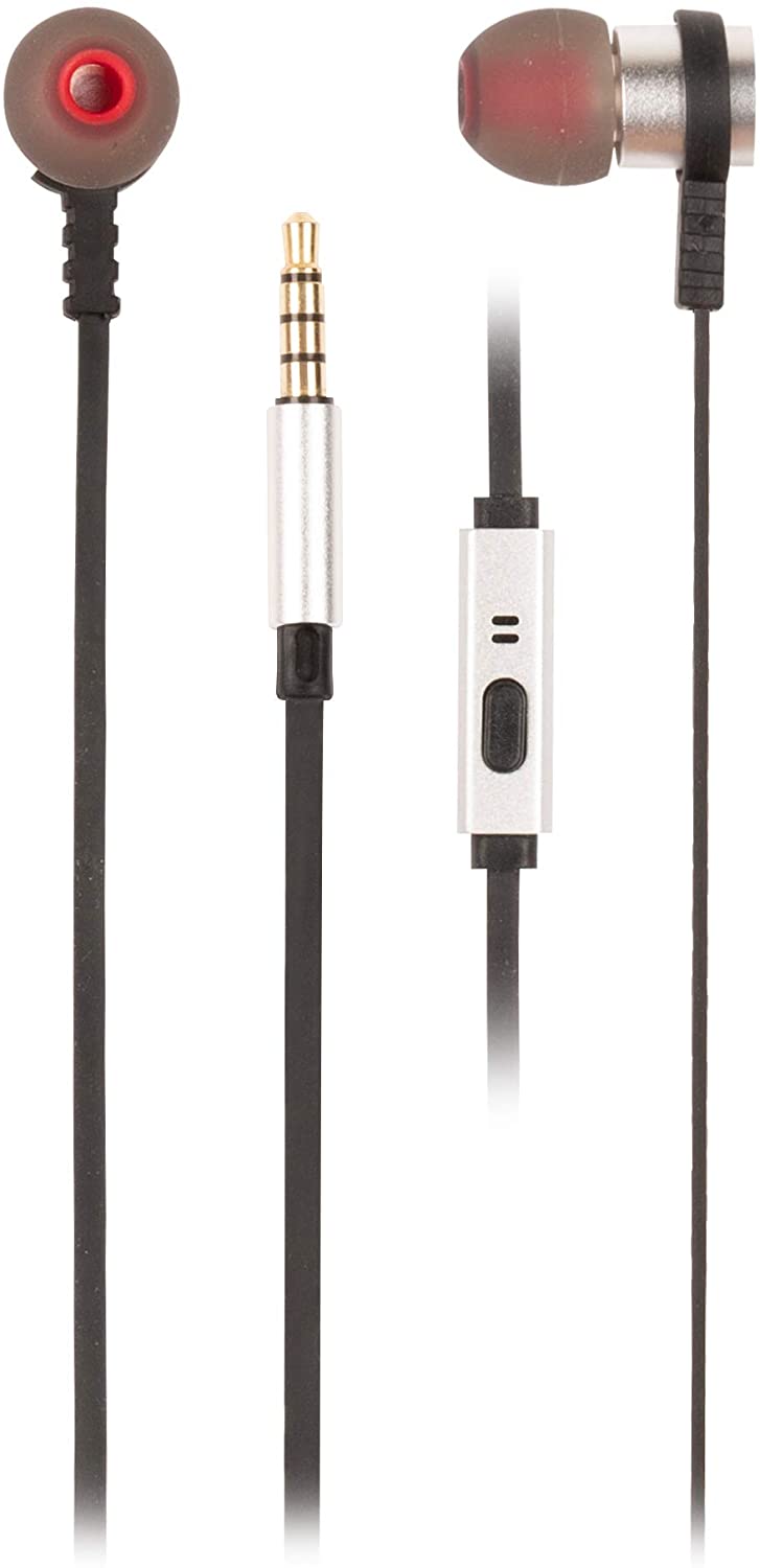 Écouteurs intra-auriculaires métallisés NGS Cross Rally - Microphone intégré - Assistant vocal - Câble de 1,20 m - Couleur Noir/Rouge