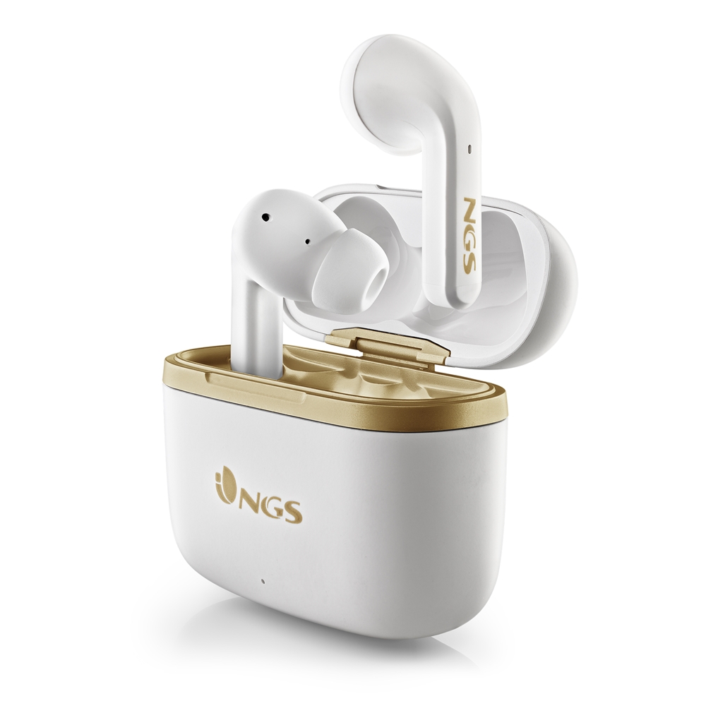 Écouteurs intra-auriculaires NGS Artica Trophy Blanc Bluetooth 5.1 TWS - Suppression du bruit - Mains libres - Autonomie jusqu'à 6h - Base de chargement