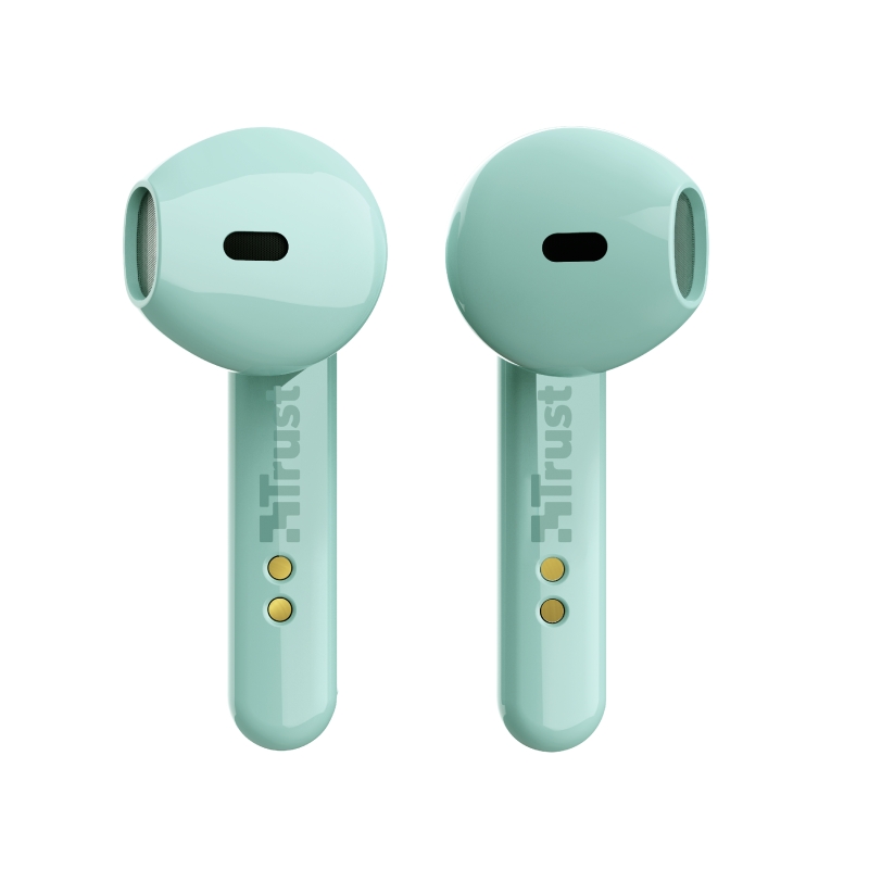 Écouteurs sans fil Bluetooth 5.0 Trust Primo Touch - Contrôle tactile - Autonomie jusqu'à 10h - Portée 10m - Boîtier de charge - Couleur turquoise