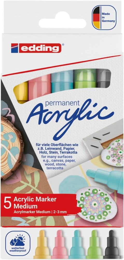 Edding 5100 Lot de 5 Marqueurs Acryliques pastel