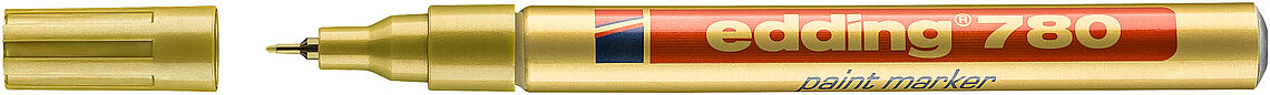 Edding 780 Marqueur Permanent Encre Opaque - Pointe Bullet - Ligne 0,8 mm - Embouts de Rechange Disponibles - Séchage Rapide - Couleur Or