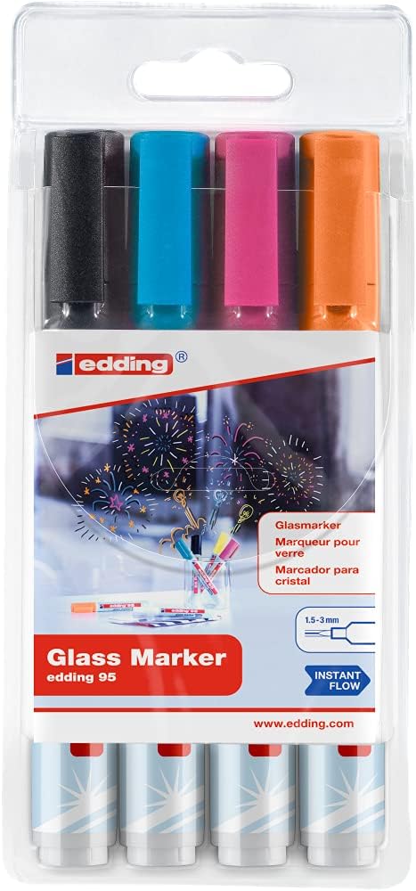 Edding 95 Lot de 4 marqueurs à craie liquide