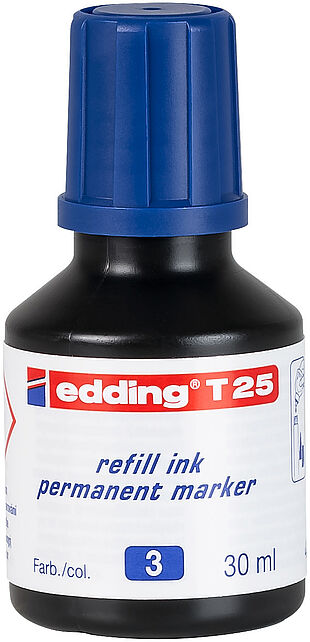 Edding T25 Flacon Recharge pour Marqueur Permanent - Capacité 30 ml - Couleur Bleu