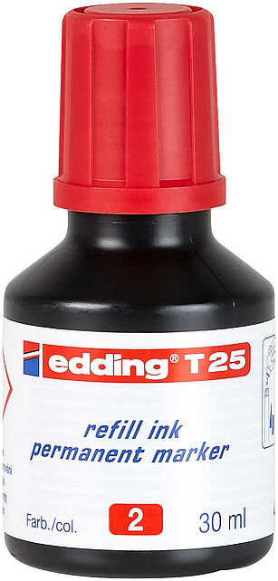 Edding T25 Flacon Recharge pour Marqueur Permanent - Capacité 30 ml - Couleur Rouge
