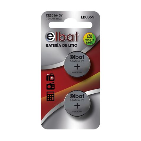 Elbat Lot de 2 Piles Bouton Lithium CR2016 3V