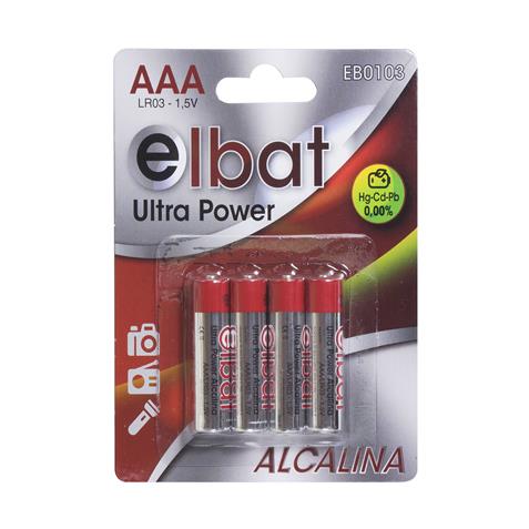 Elbat Lot de 4 piles alcalines LR03/AAA