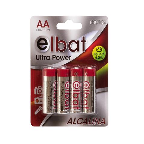 Elbat Lot de 4 piles alcalines LR6/AA