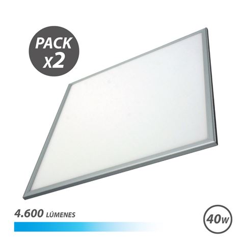 Elbat Pack 2 Panneaux LED 60X60 40W 4600LM Lumière Froide