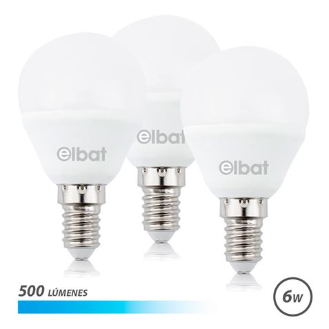 Elbat Pack de 3 Ampoules LED G45 6W - 500LM - Culot E14 - Lumière Froide