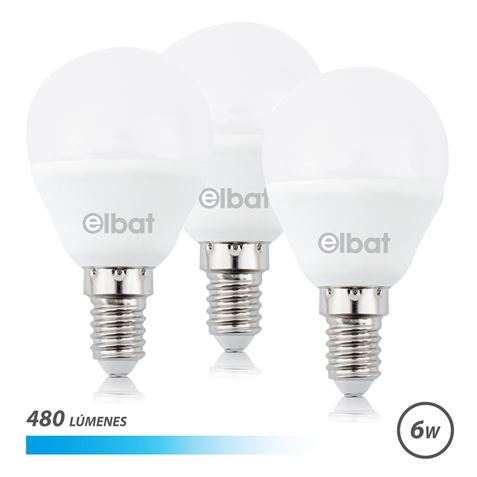 Elbat Pack de 3 Ampoules LED G45 6W E14 480lm - 6500K Lumière Froide