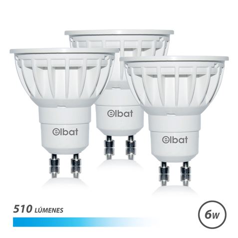 Elbat Pack de 3 Ampoules LED GU10 6W 510lm - Lumière Froide 6500K