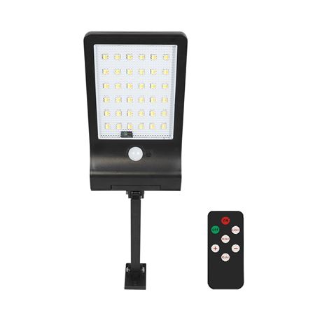 Elbat Réverbère Solaire Led - 350LM - Lumière Dimmable 3000K/4000K/6500K - Batterie 1800mah - Détecteur de Mouvement - Télécommande