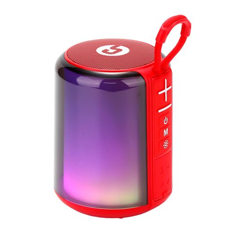 Enceinte Bluetooth Coolsound Light Boom 5W - Poignée de transport - Effet lumineux LED - Couleur Rouge