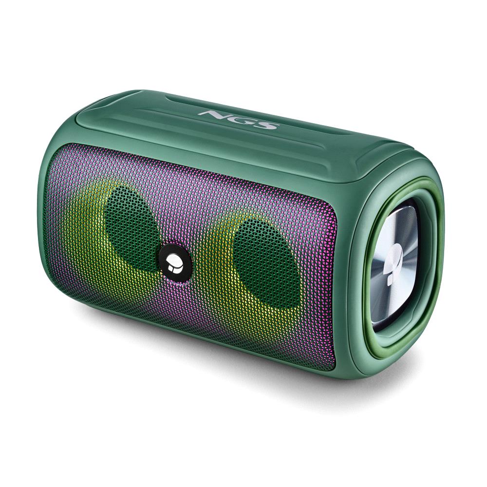 Enceinte Bluetooth NGS Roller Beast 32W TWS - Éclairage RVB - Autonomie jusqu'à 30h - Résistance à l'eau IPX5 - Sangle de transport - Couleur verte