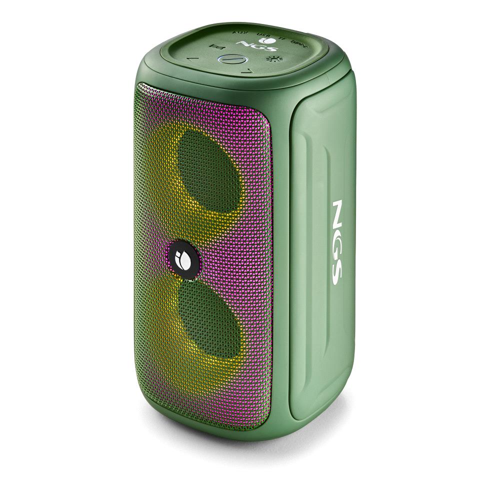 Enceinte Bluetooth NGS Roller Beast 32W TWS - Éclairage RVB - Autonomie jusqu'à 30h - Résistance à l'eau IPX5 - Sangle de transport - Couleur verte