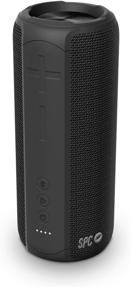 Enceinte Bluetooth portable SPC Sound Zenith - Puissance 24 W - Autonomie 12 heures - Protection IPX7 - Véritable stéréo sans fil - Mains libres - Conception tube portable - Couleur noire