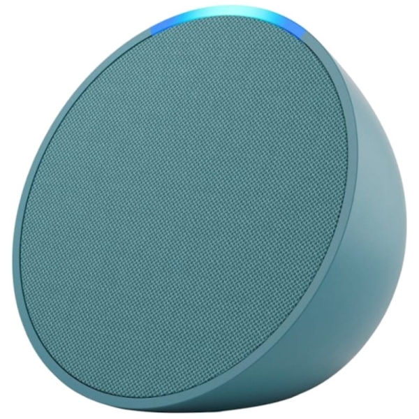 Enceinte connectée Bluetooth Wi-Fi Amazon Echo Pop 1ère génération - Compatibilité avec la maison intelligente - Alexa intégrée - Commande vocale mains libres - Haut-parleur de 49,5 mm - Couleur bleu sarcelle
