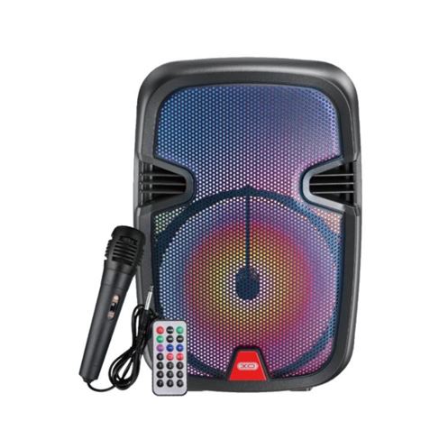 Enceinte karaoké XO F51 - Bluetooth 5.0 - 10 W - Fonction TWS - Éclairage RGB - Microphone filaire - Télécommande - Noir