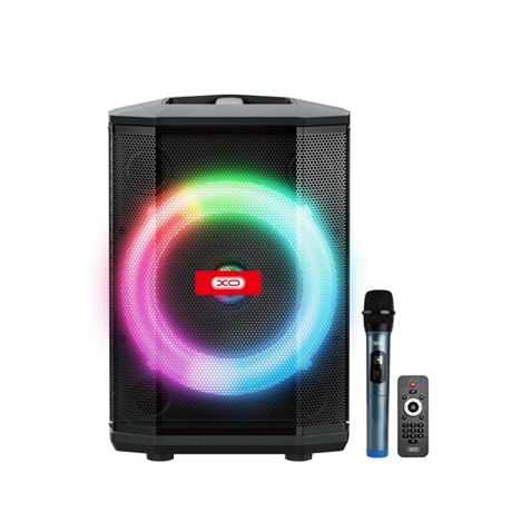 Enceinte karaoké XO F53 - Bluetooth 5.0 - 40 W - Fonction TWS - Éclairage RGB - Microphone sans fil inclus - Bluetooth, FM, USB et MicroSD - Noir