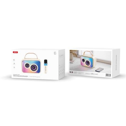 Enceinte karaoké XO F54 - Bluetooth 5.3 - 20 W - Fonction TWS - Microphone sans fil - Batterie 1800 mAh - Blanc