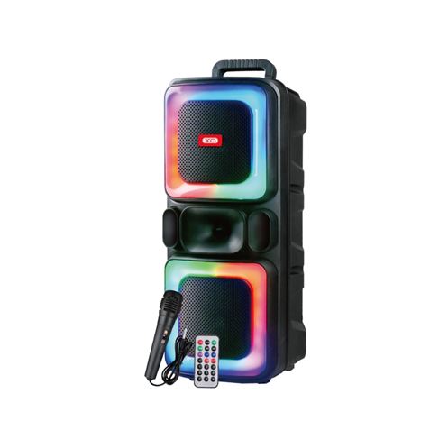 Enceinte karaoké XO F55 - Bluetooth 5.0 - 20 W - Fonction TWS - Éclairage RGB - Microphone filaire inclus - Bluetooth, FM, USB et MicroSD - Noir