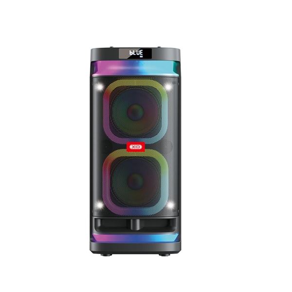 Enceinte Karaoké XO F58 - Bluetooth - 40W - Eclairage RGB - Microphone Sans Fil Inclus - Entrée pour Instruments et Microphones Supplémentaires - Couleur Noir