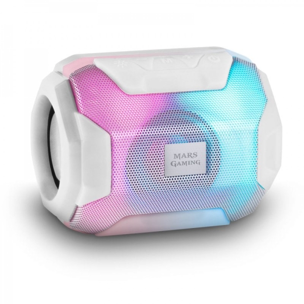 Enceinte portable Mars Gaming SoundBlast - Son de choc - Pilotes actifs et passifs Ultra-BASS - Bluetooth 5.0 - USB et MicroSD - 8 heures d'autonomie - Couleur blanche