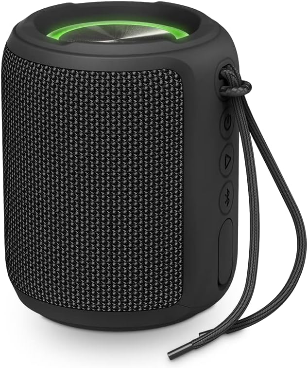 Enceinte Portable SPC Sound Powerpool - 20 Heures d'Autonomie - Tube Compact avec Anneau Lumineux - Puissance 14W - Protection IPX7 - True Wireless Stéréo et Mains Libres - Coloris Noir