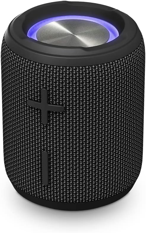 Enceinte Portable SPC Sound Powerpool - 20 Heures d'Autonomie - Tube Compact avec Anneau Lumineux - Puissance 14W - Protection IPX7 - True Wireless Stéréo et Mains Libres - Coloris Noir