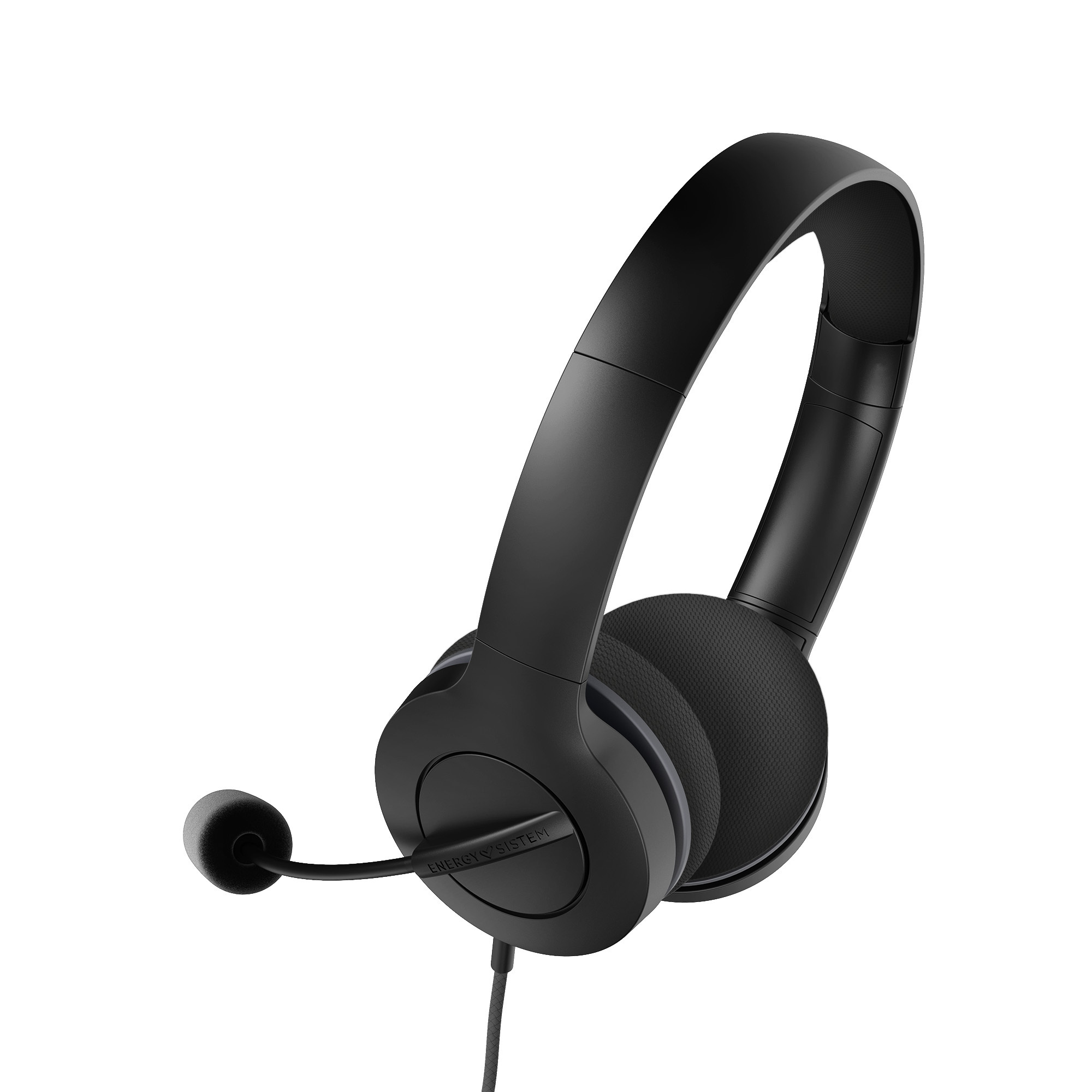 Energy Sistem Office Headphones 3 - Prise USB et 3,5 mm - Contrôle du volume et de la sourdine - Bras de microphone rétractable - Couleur noire