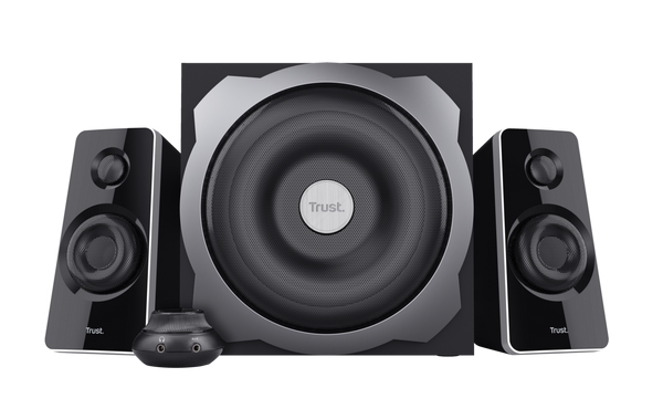 Ensemble d'enceintes Trust Tytan 2.1 USB 120 W - Caisson de basses en bois - Télécommande - Entrée Jack 3,5 mm - Couleur Noir