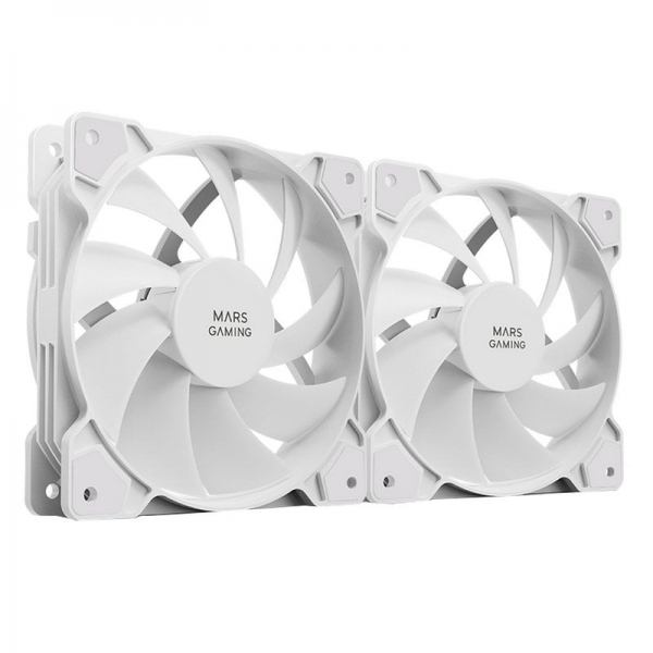 Ensemble de ventilateurs Mars Gaming MFPROX2W - Ultra silencieux - Roulements FDB - Connectivité 3PIN+4PIN - Couleur blanche