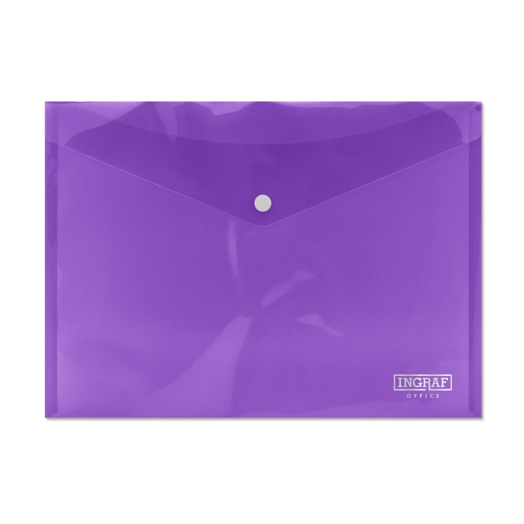 ✓ Enveloppe Ingraf avec fermeture à fermoir - Polypropylène - Format A4 -  Couleur lilas couleur Plusieurs coul en stock - 123CONSOMMABLES